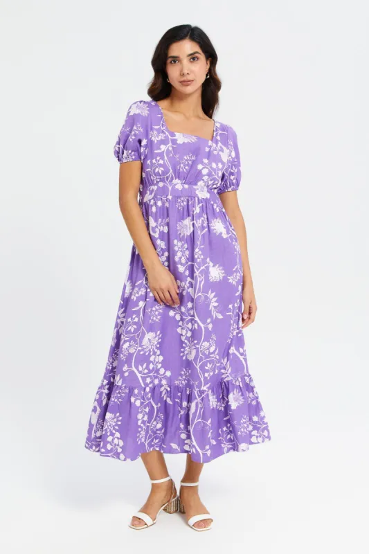 Women Lilac Printed Maxi Dress sold by Redtag