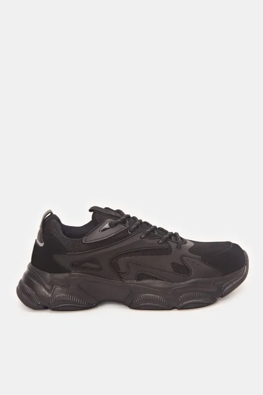 Men Black Material Block Chunky Trainers sold by Redtag