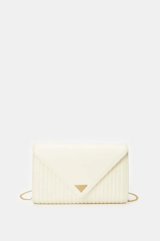Women Beige Embellished Envelope Bag sold by Redtag