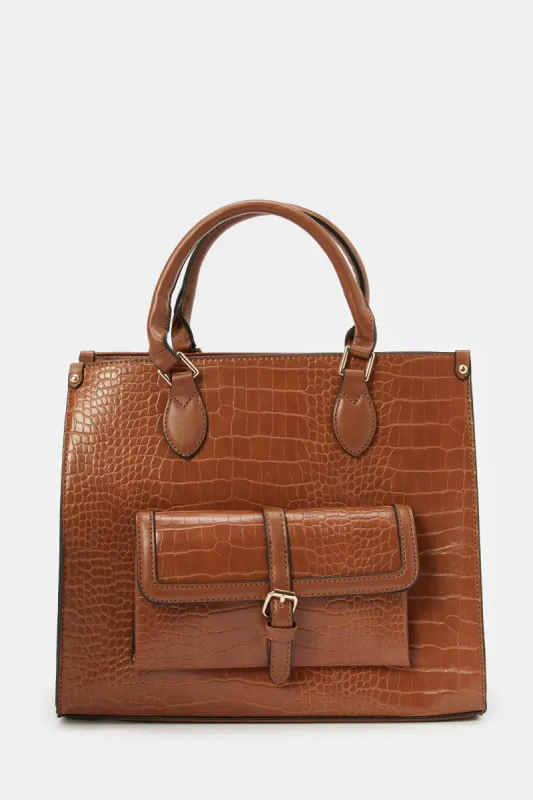 Women Tan Texture Tote Bag sold by Redtag