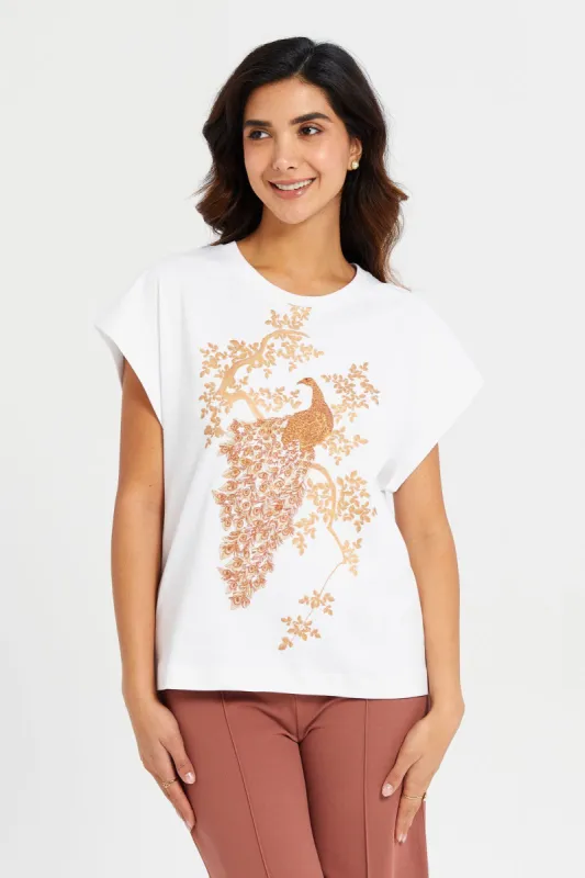 Women White Printed T-Shirt sold by Redtag