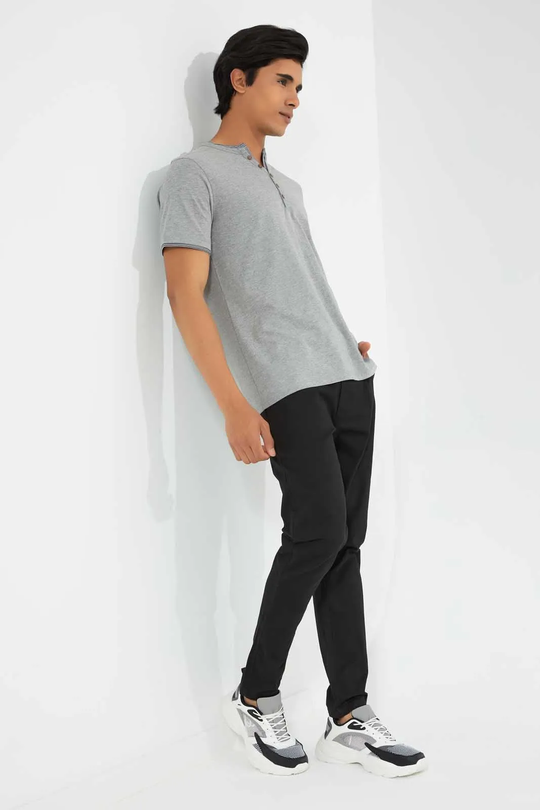 Men Black Regular Fit Trousers sold by Redtag product image thumbnail 2