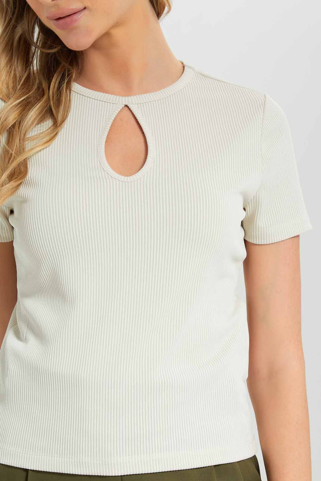Women Ecru Ribbed Top sold by Redtag product image thumbnail 3