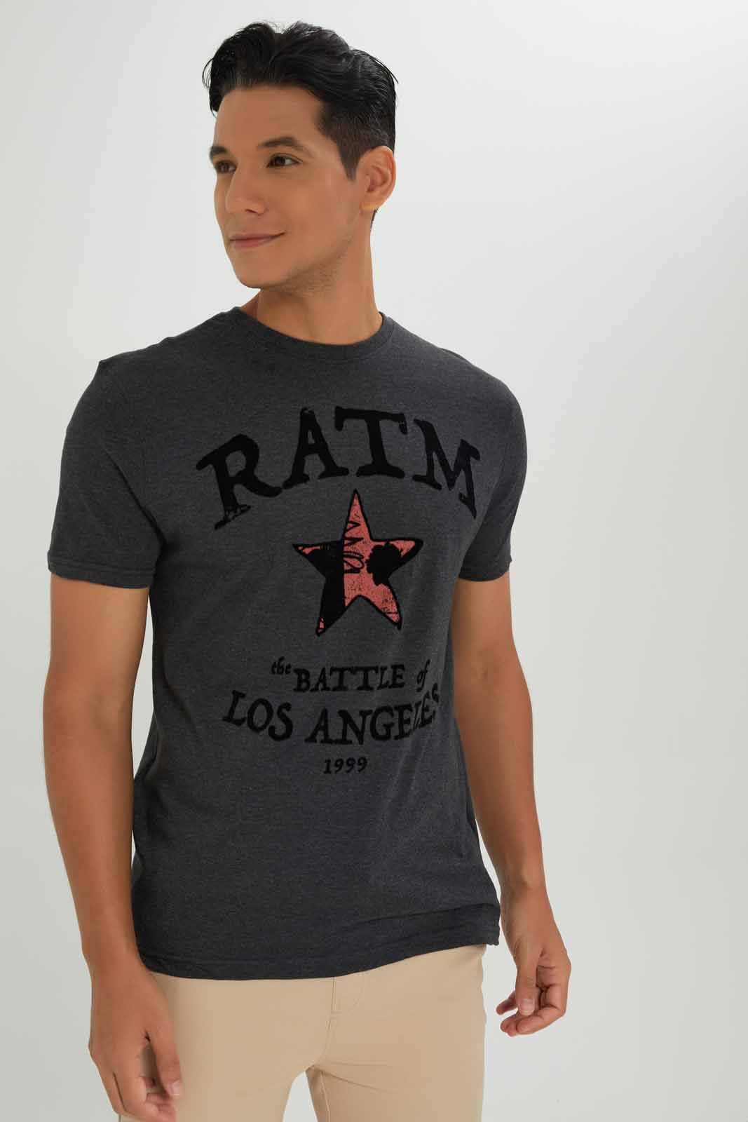 Men Charcoal RATM Black T-Shirt sold by Redtag