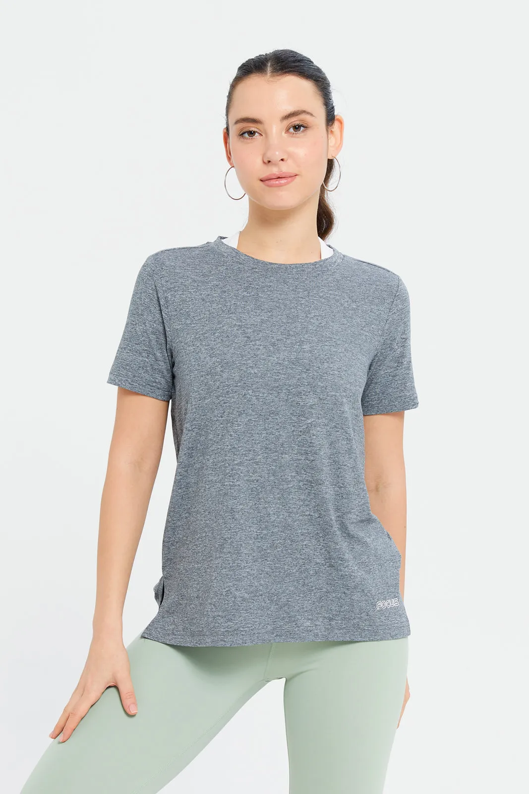 Women Grey Performance Active T-Shirt sold by Redtag