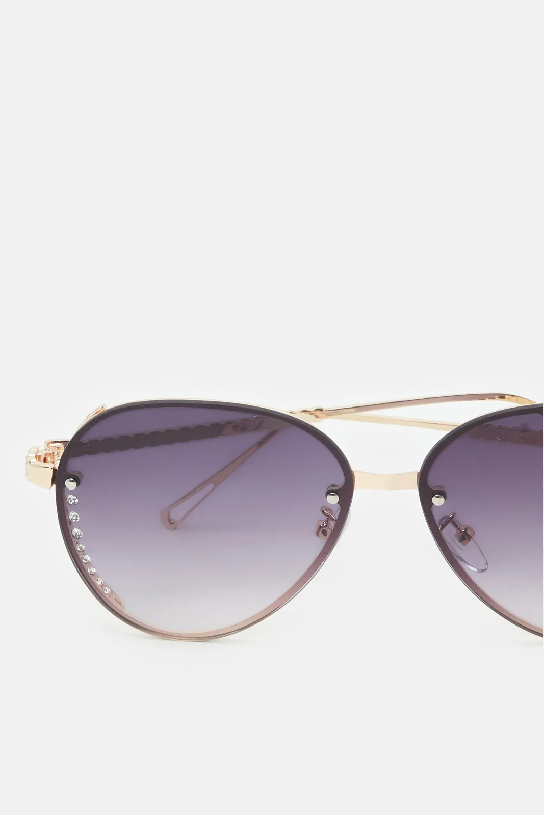 Women Black Embellished Aviator Sunglasses sold by Redtag product image thumbnail 4