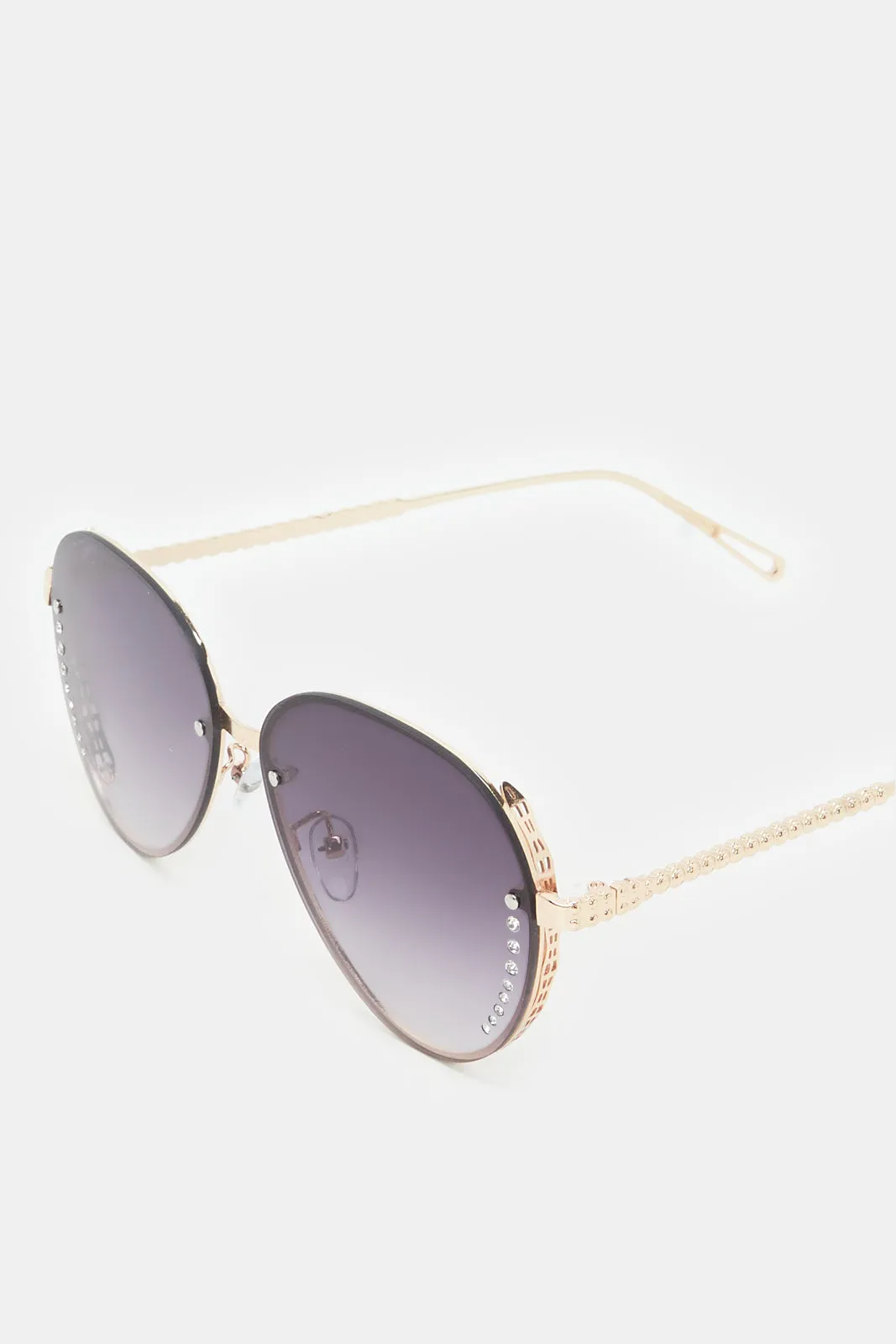 Women Black Embellished Aviator Sunglasses sold by Redtag product image thumbnail 3