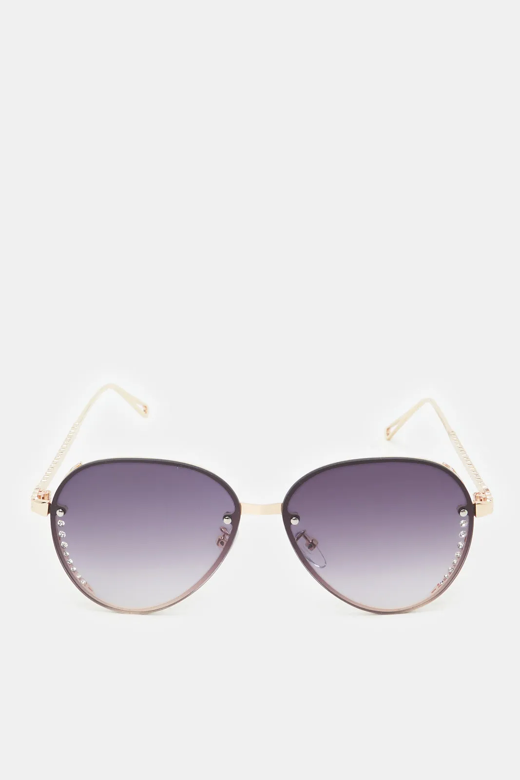 Women Black Embellished Aviator Sunglasses sold by Redtag