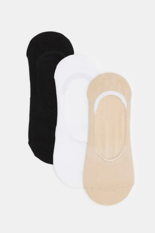 Women Assorted Plain Invisible Socks Set (3 Pairs) sold by Redtag