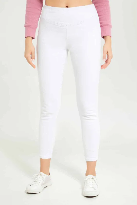 White  Skinny Mid Waist Jeans sold by Redtag