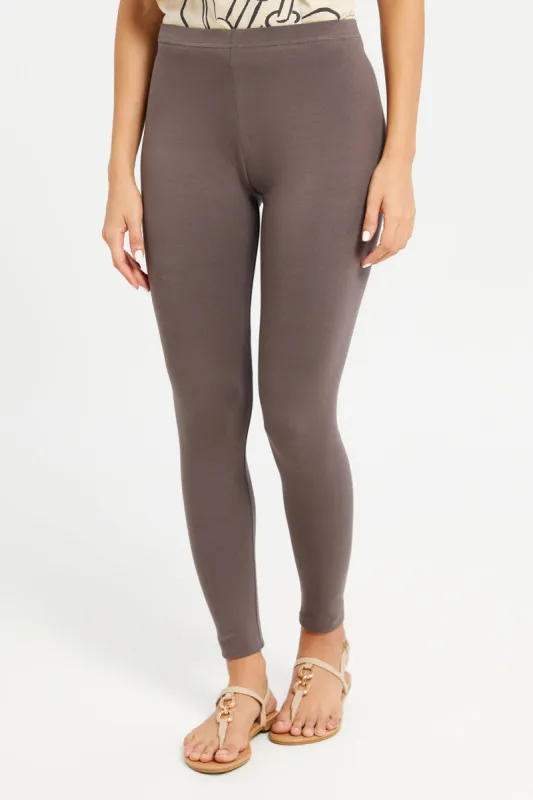 Women Brown Long Leggings sold by Redtag