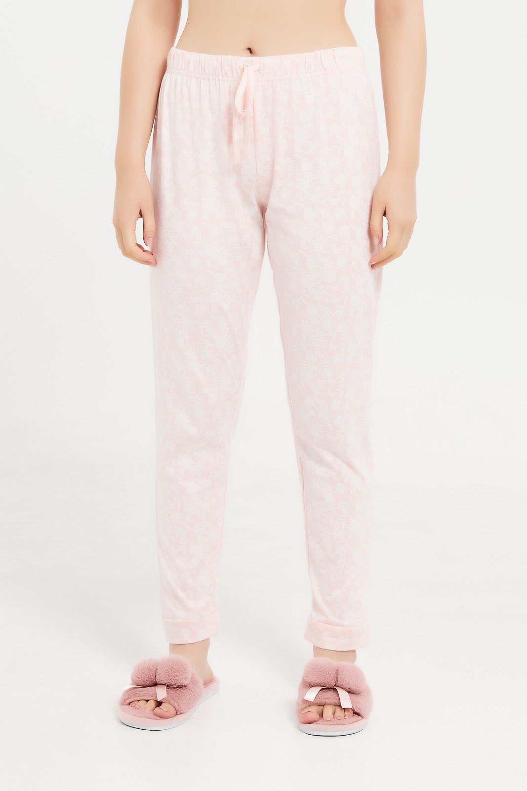 Women Peach Printed Pajama Set (2 Piece) sold by Redtag product image thumbnail 3