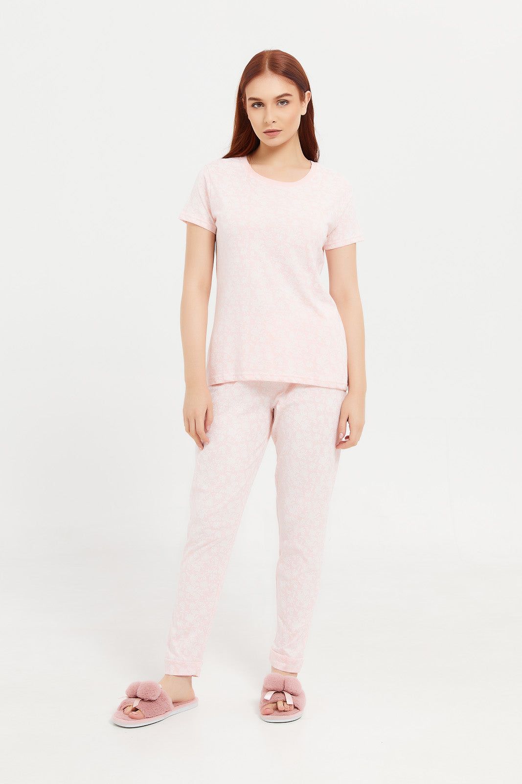 Women Peach Printed Pajama Set (2 Piece) sold by Redtag