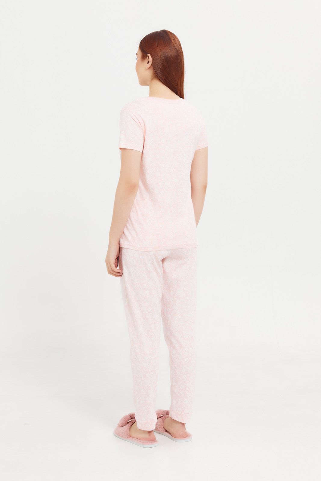 Women Peach Printed Pajama Set (2 Piece) sold by Redtag product image thumbnail 4