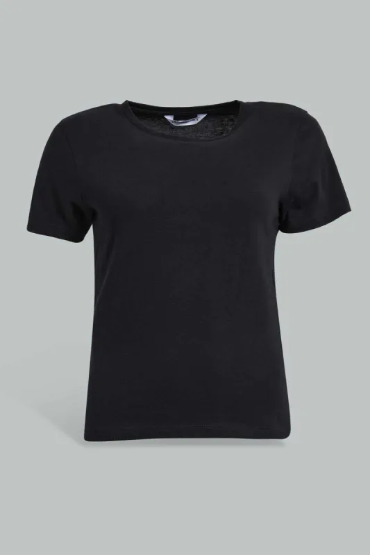 Black Basic T-Shirt For Women sold by Redtag