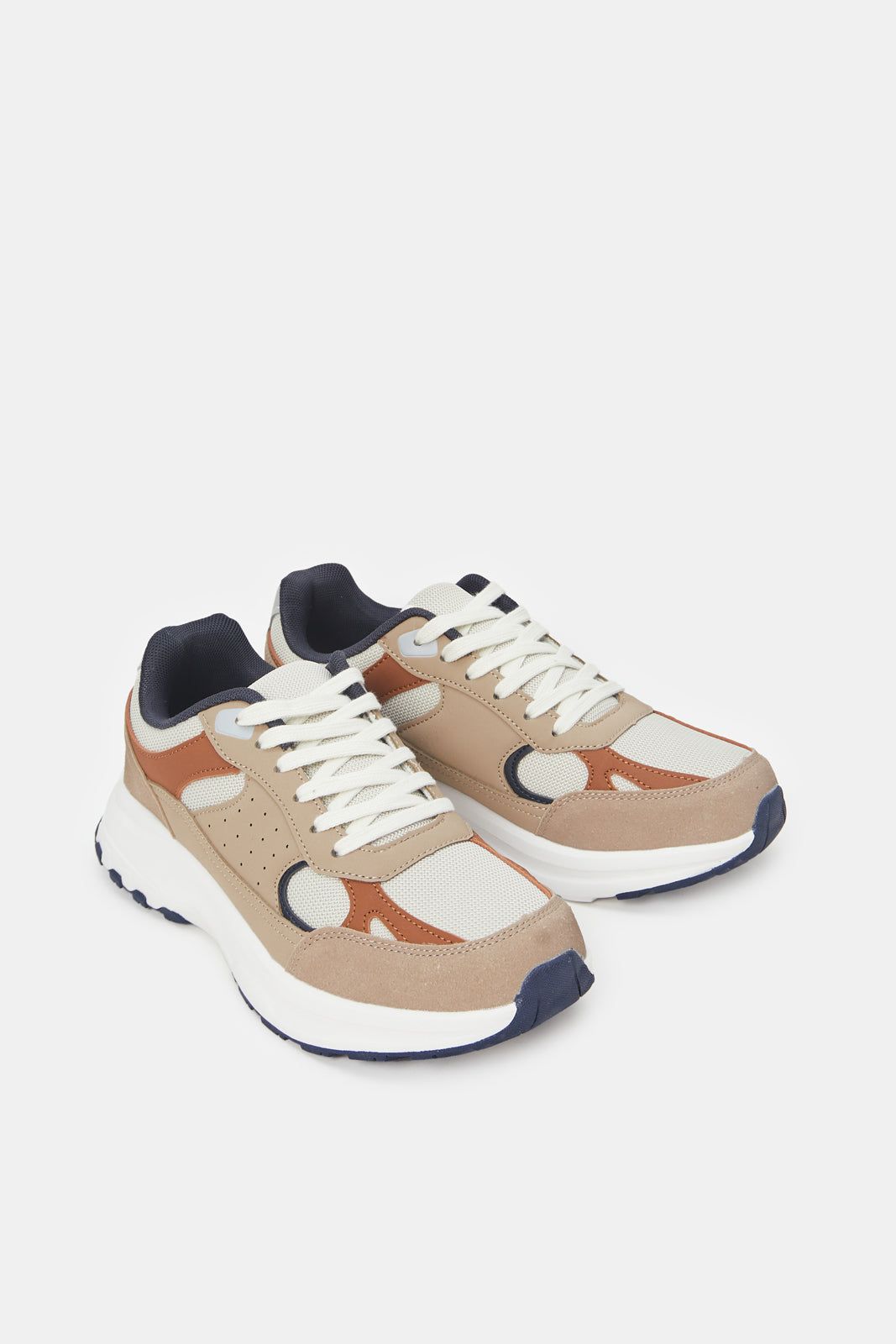 Men Beige Colour Block Trainers sold by Redtag product image thumbnail 2