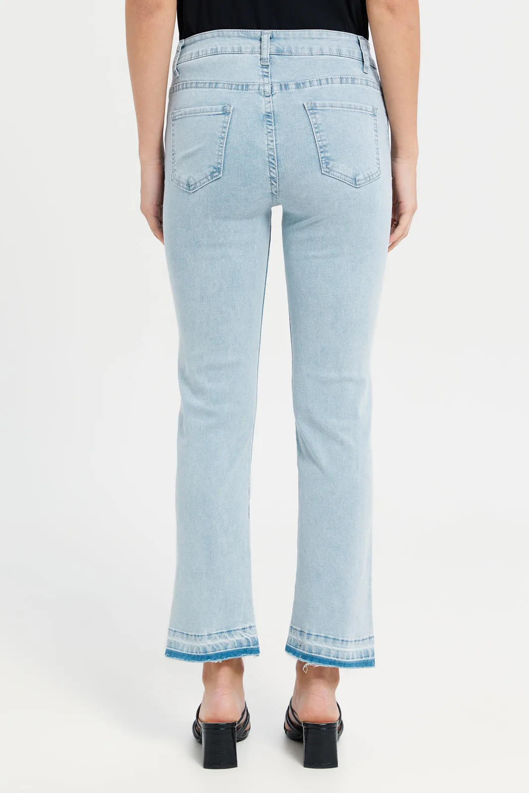 Women Blue Plain With Bottom Tie Dye Jeans sold by Redtag product image thumbnail 3