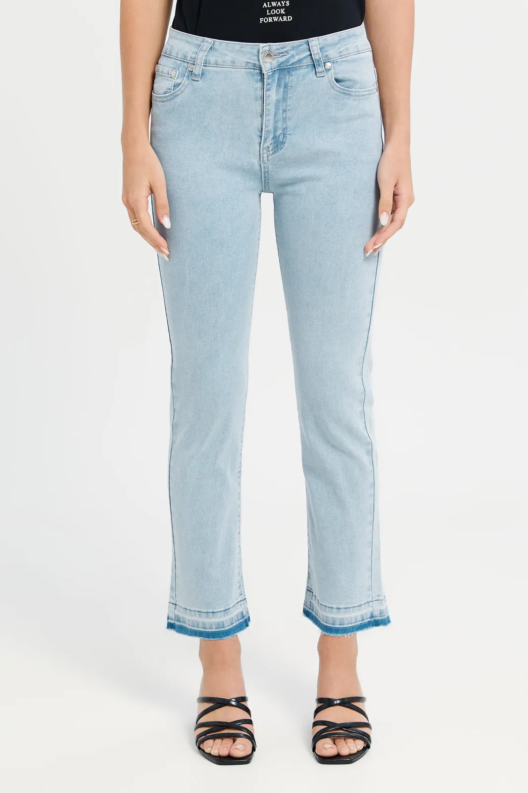 Women Blue Plain With Bottom Tie Dye Jeans sold by Redtag