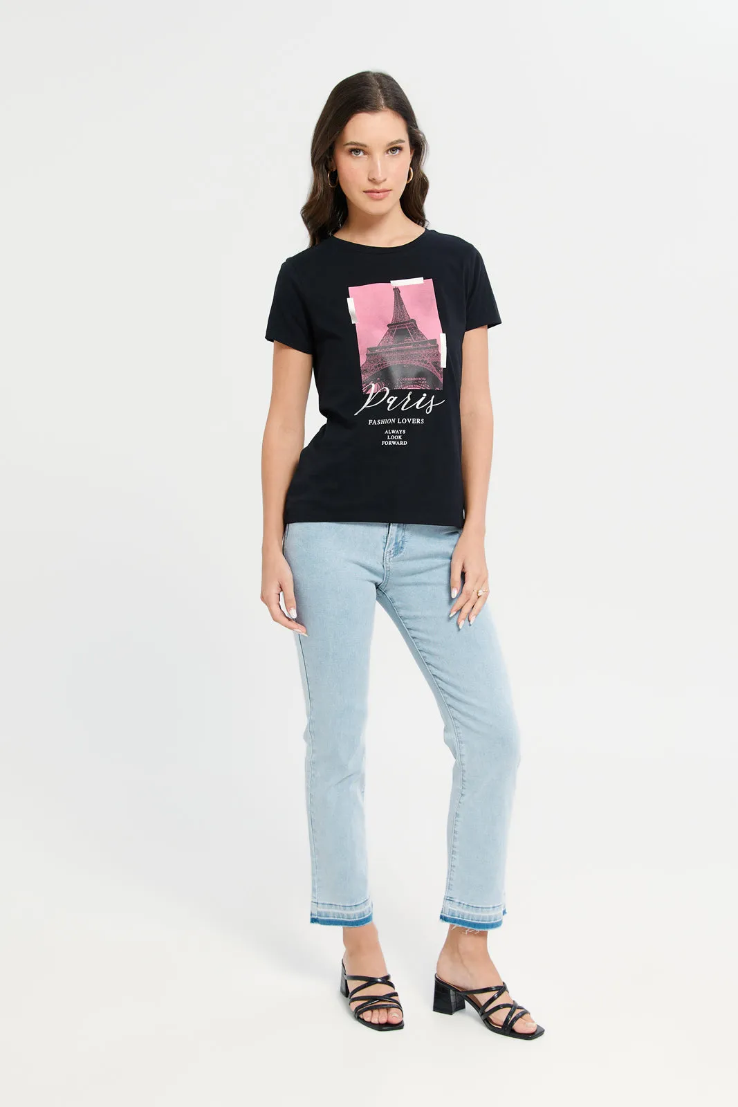 Women Blue Plain With Bottom Tie Dye Jeans sold by Redtag product image thumbnail 2