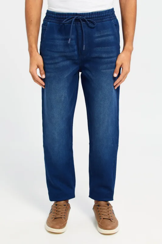 Men Navy Denim Joggers sold by Redtag