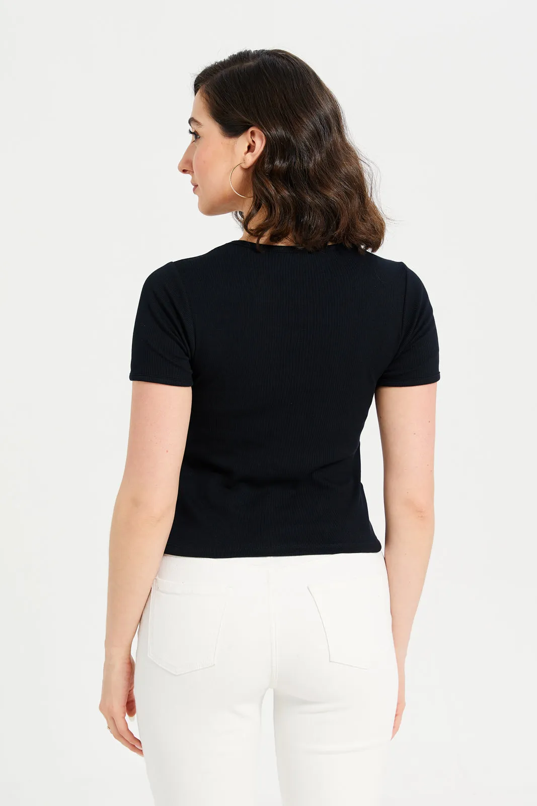 Women Black Printed T-Shirt sold by Redtag product image thumbnail 3