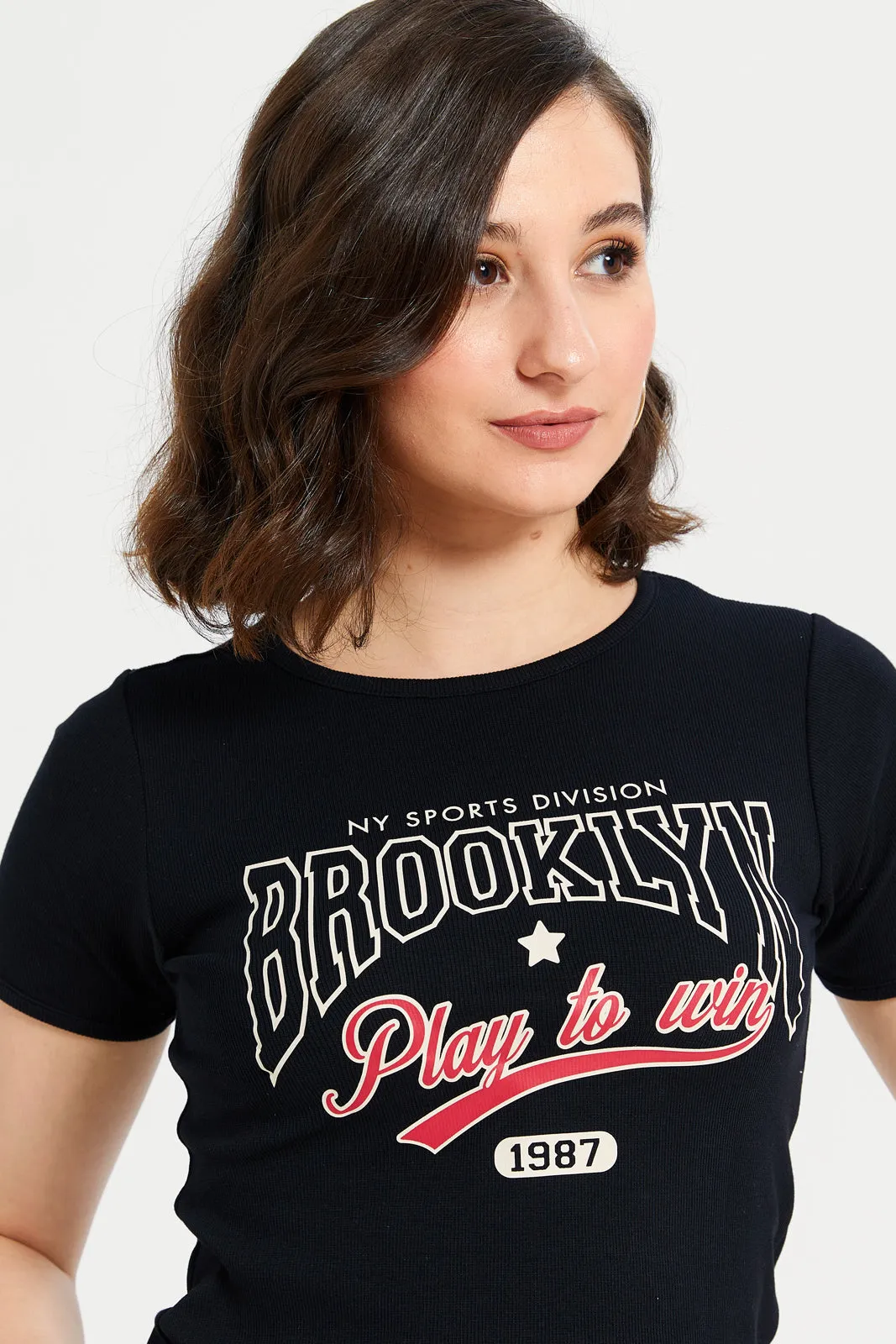 Women Black Printed T-Shirt sold by Redtag product image thumbnail 4