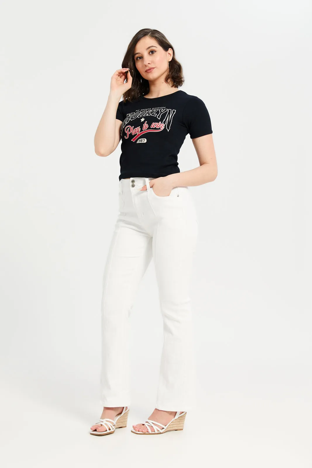 Women Black Printed T-Shirt sold by Redtag product image thumbnail 2