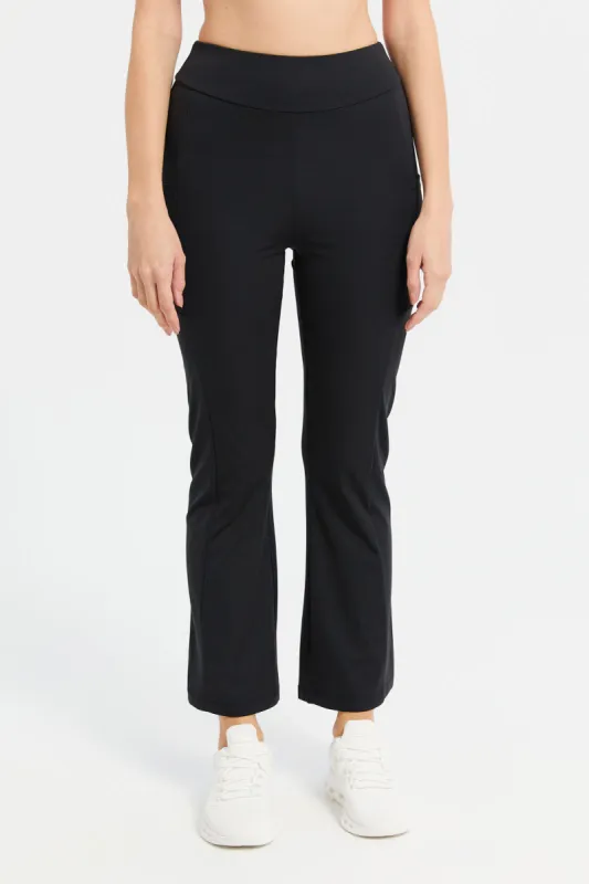 Women Black Straight Leg  Performance Pants sold by Redtag
