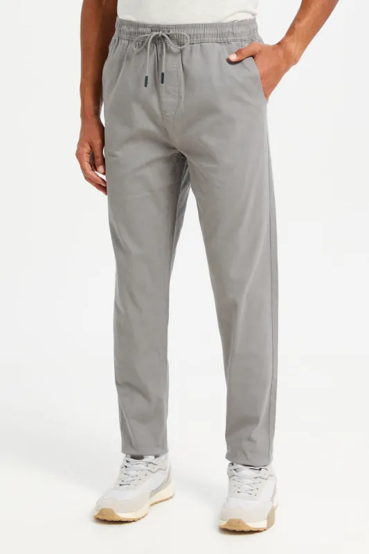 Men Grey Twill Jogger Pants sold by Redtag