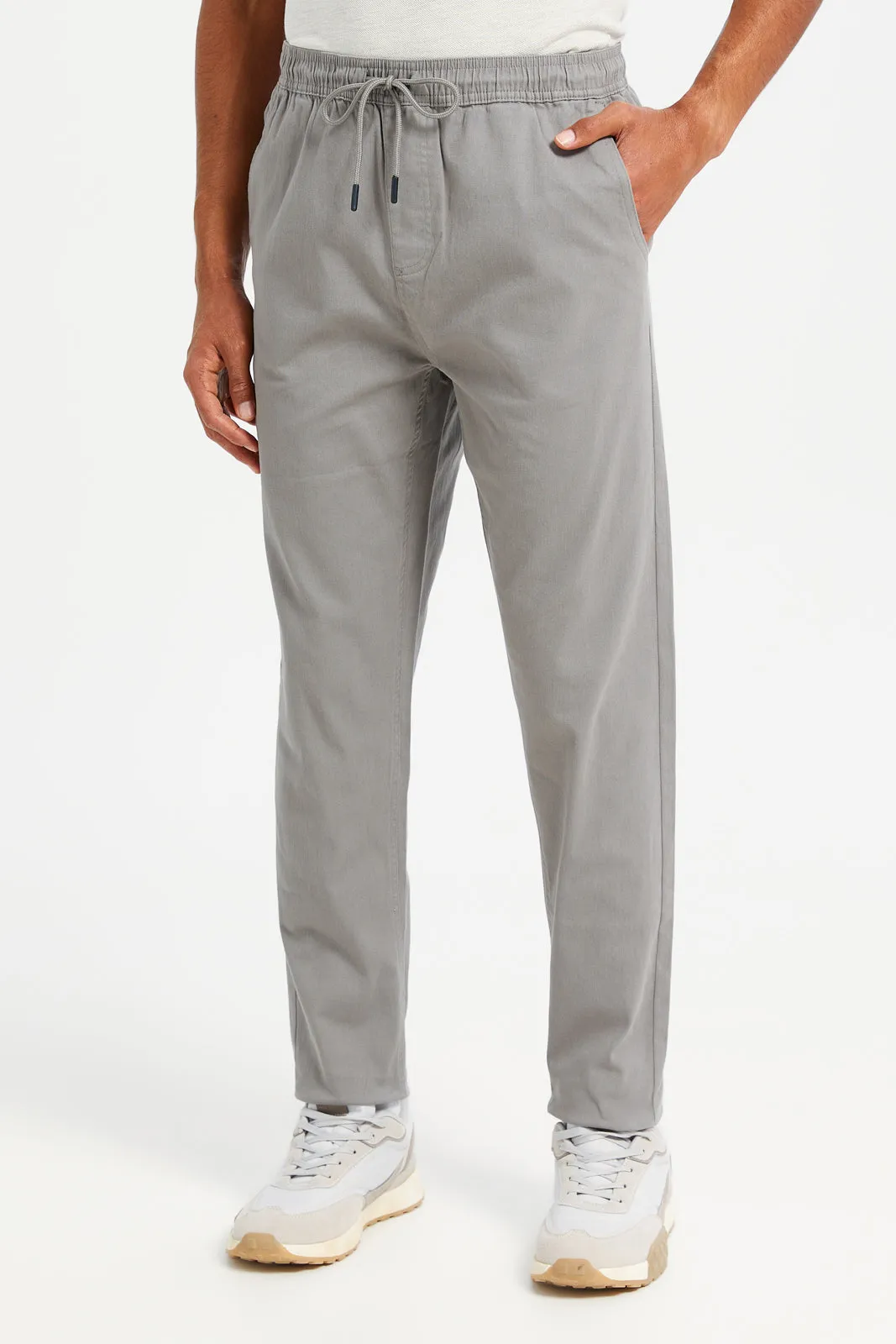 Men Grey Twill Jogger Pants sold by Redtag