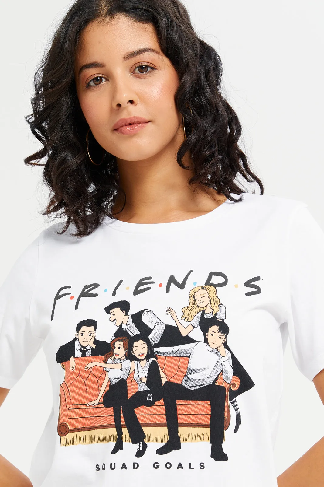 Women White Friend Printed T-Shirt sold by Redtag product image thumbnail 4