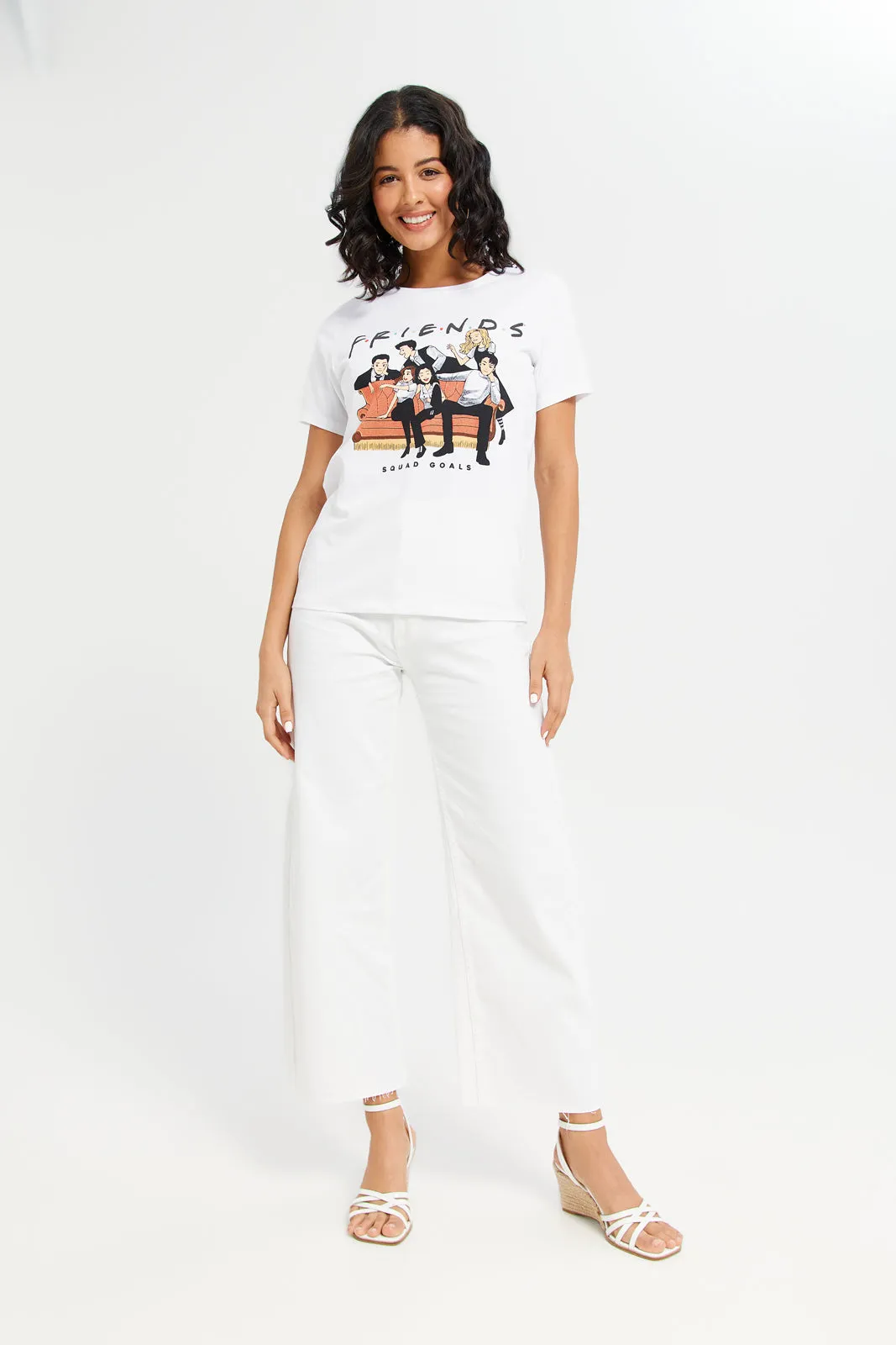 Women White Friend Printed T-Shirt sold by Redtag product image thumbnail 2
