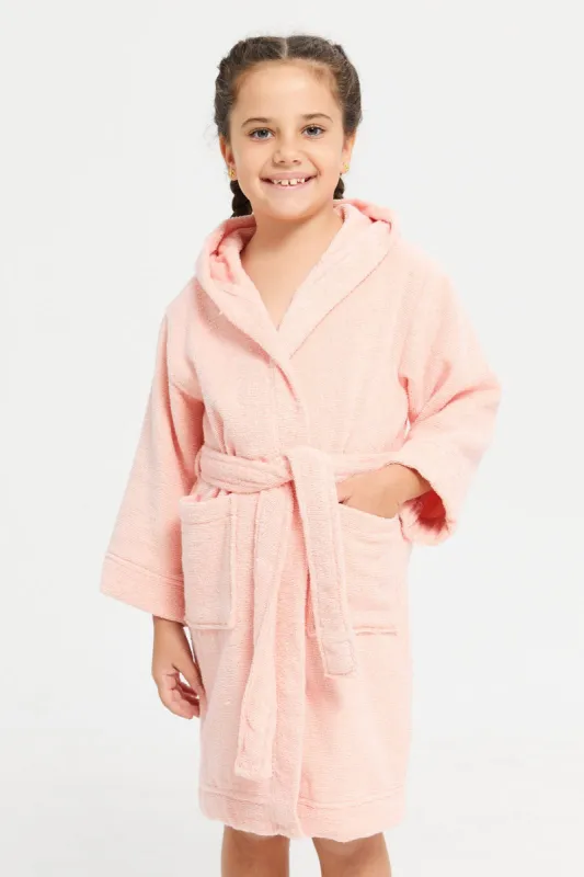 Pink Hooded Belted Kids Bathrobe sold by Redtag