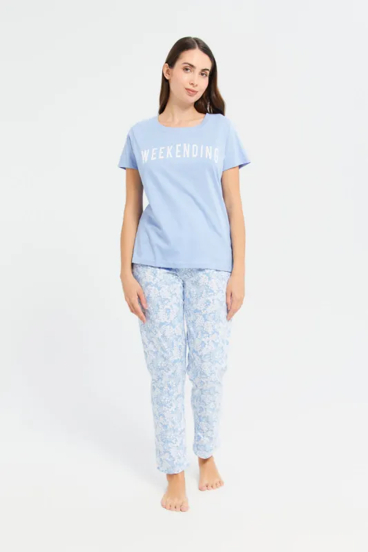 Women Blue Weekending Pajama Set (2 Piece) sold by Redtag