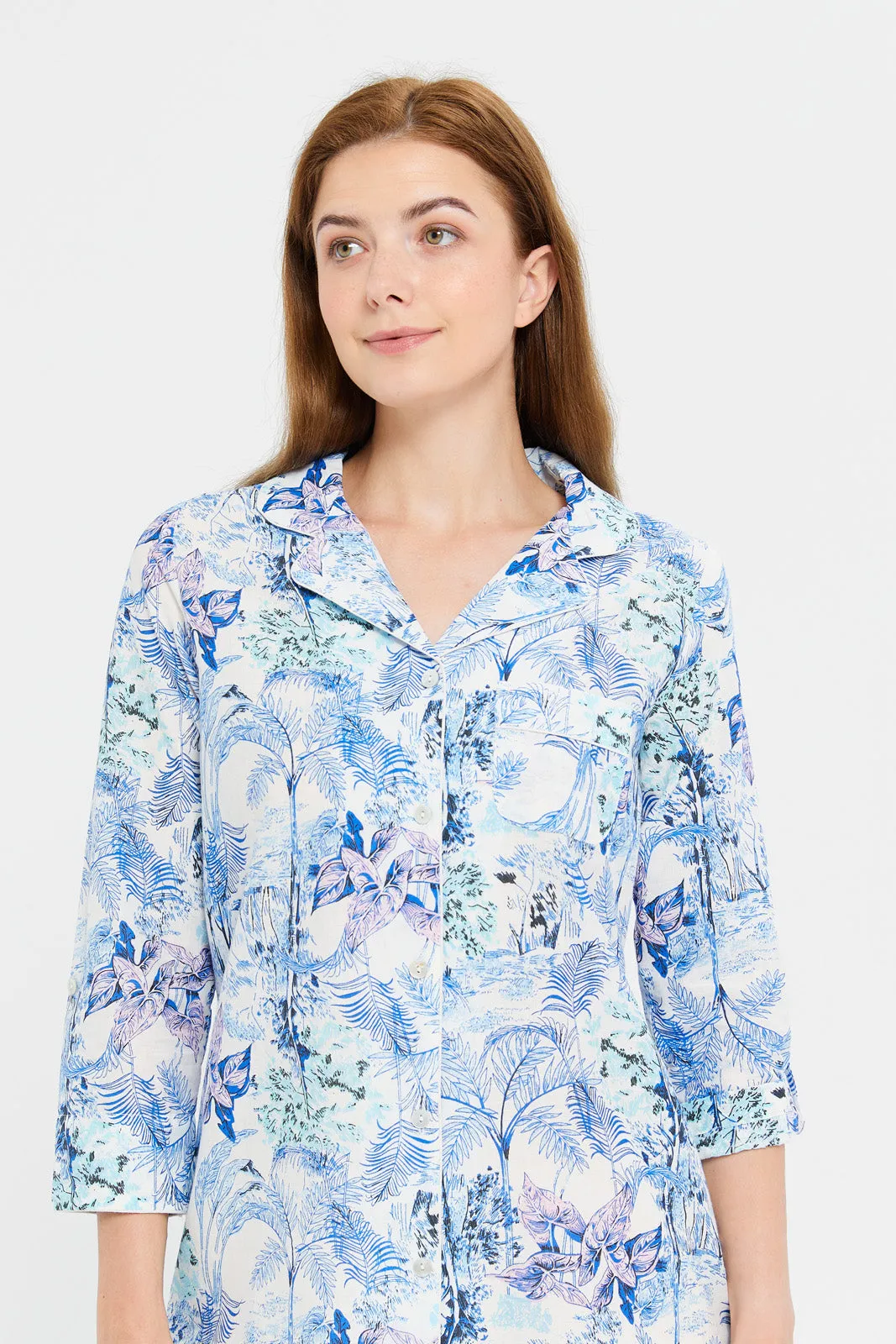 Women Blue Classic Cambric Nightshirt sold by Redtag product image thumbnail 4