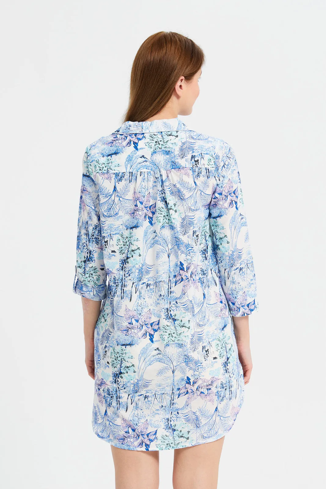 Women Blue Classic Cambric Nightshirt sold by Redtag product image thumbnail 3