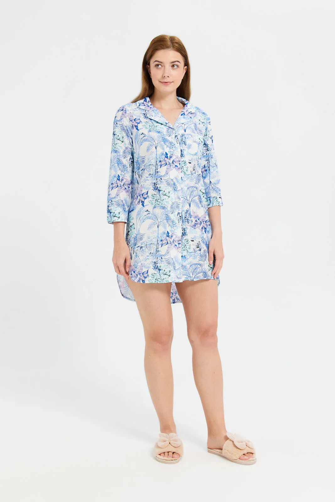 Women Blue Classic Cambric Nightshirt sold by Redtag product image thumbnail 2