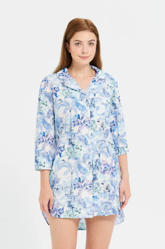 Women Blue Classic Cambric Nightshirt sold by Redtag