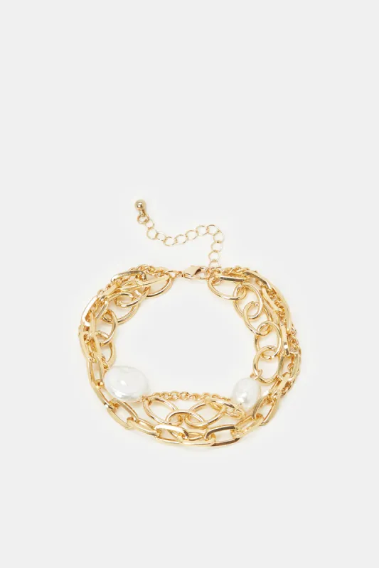 Women Gold Embellished Bracelet sold by Redtag