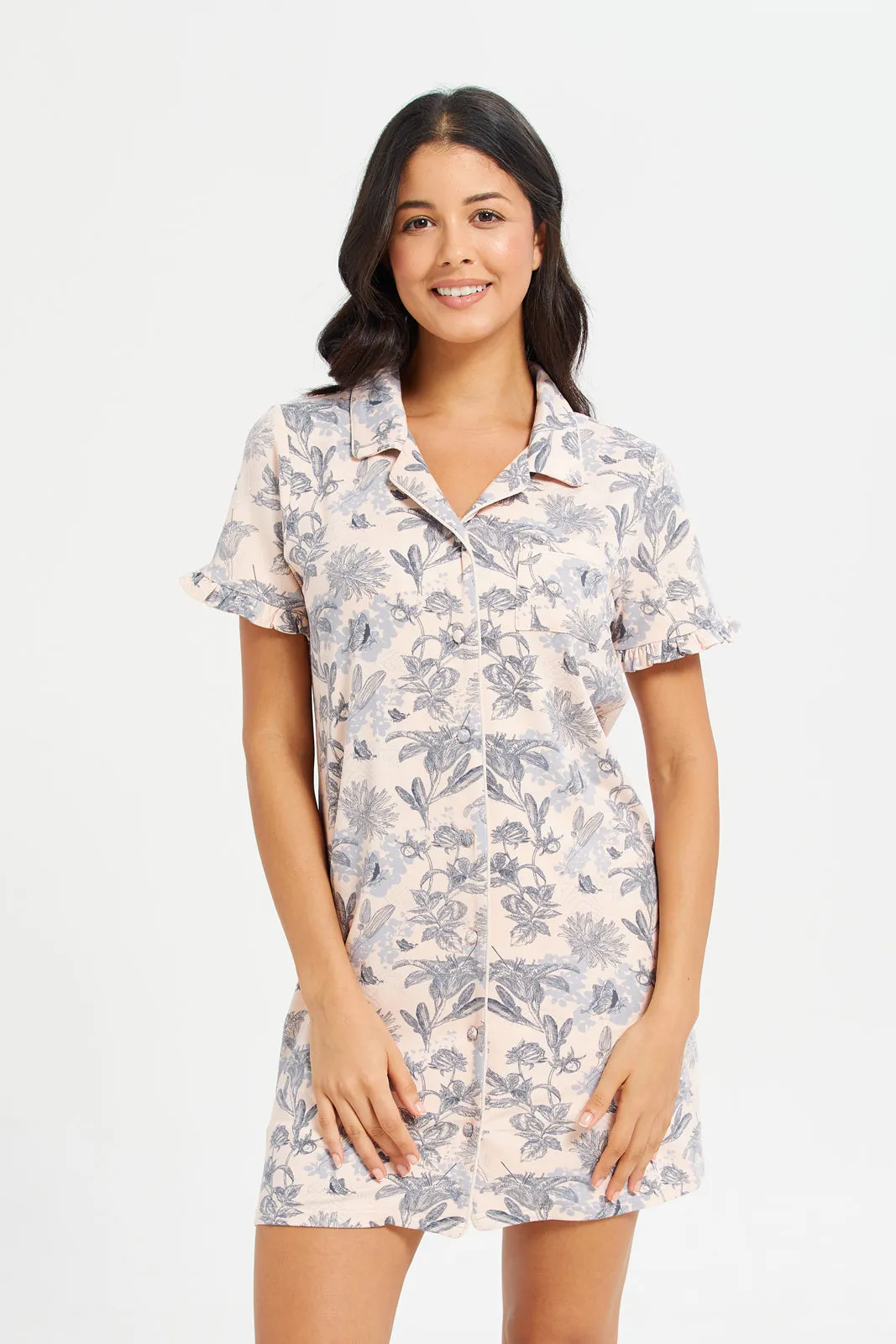 Women Pink Printed Nightshirt sold by Redtag