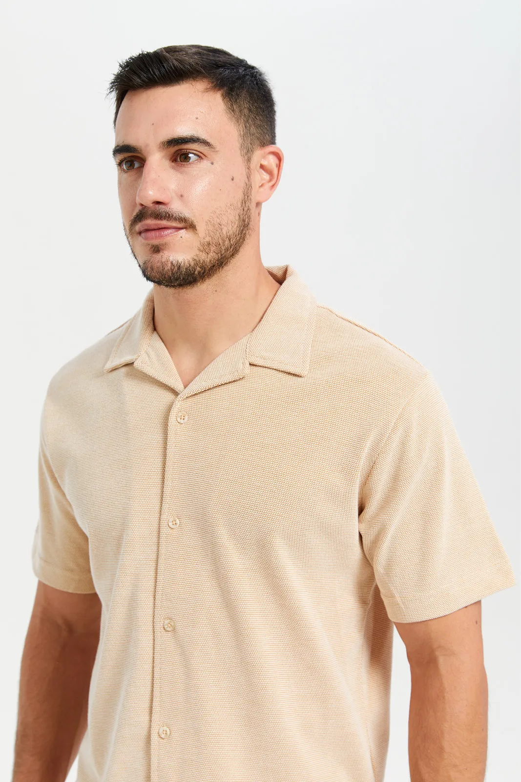 Men Beige Jacquard Shirt sold by Redtag product image thumbnail 4