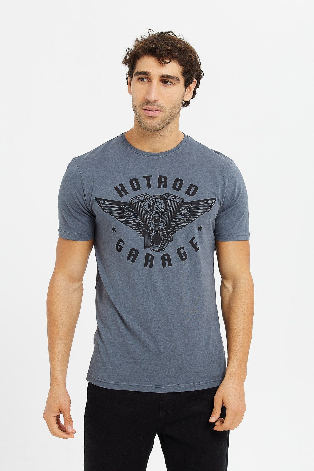 Men Charcoal Graphic T-Shirt sold by Redtag