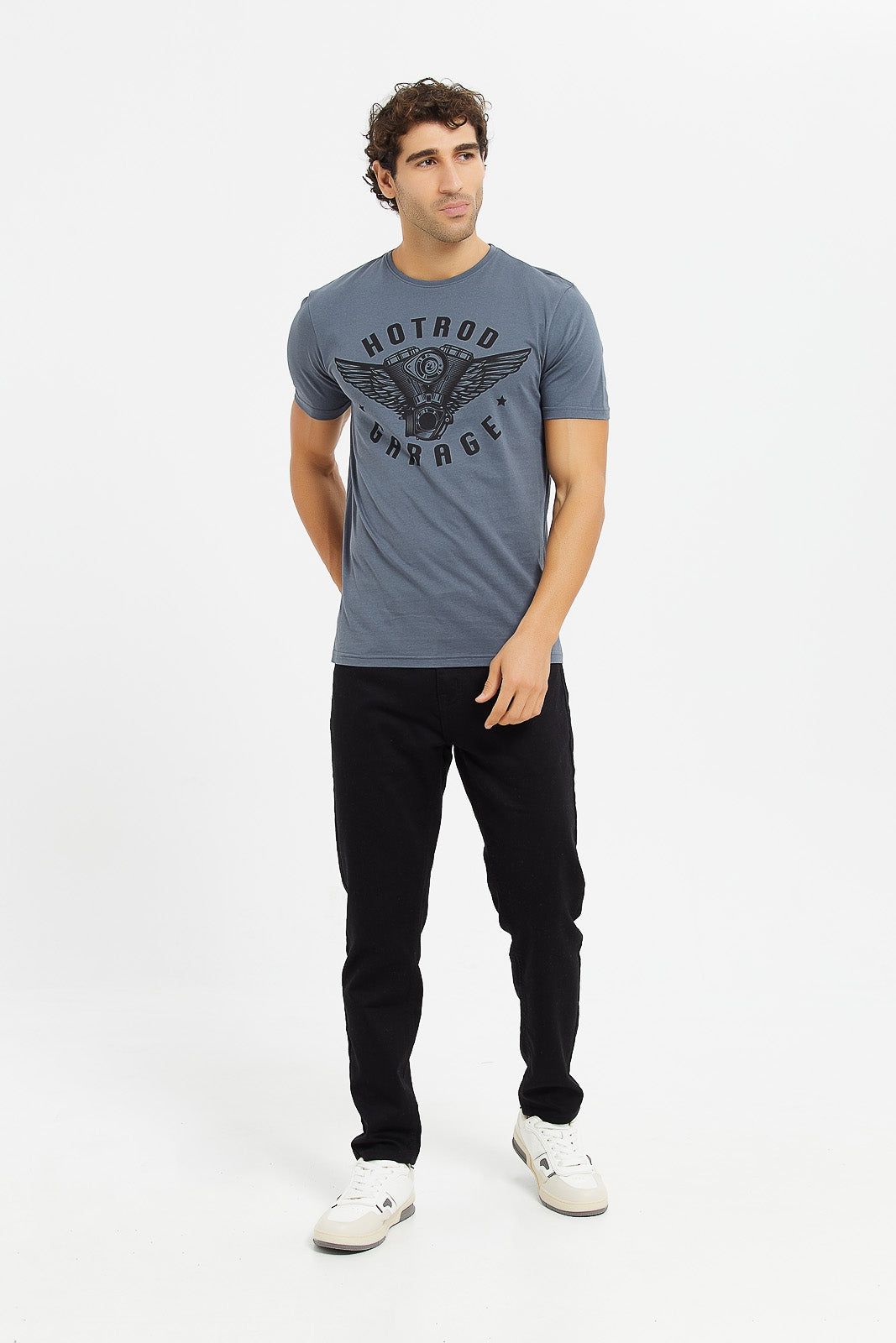 Men Charcoal Graphic T-Shirt sold by Redtag product image thumbnail 2