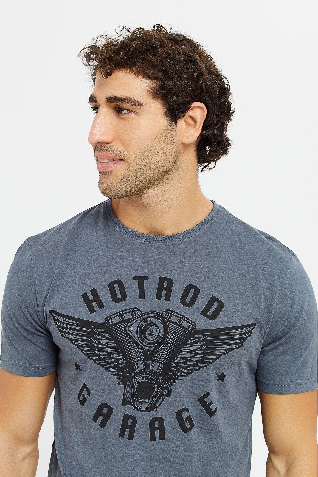 Men Charcoal Graphic T-Shirt sold by Redtag product image thumbnail 4