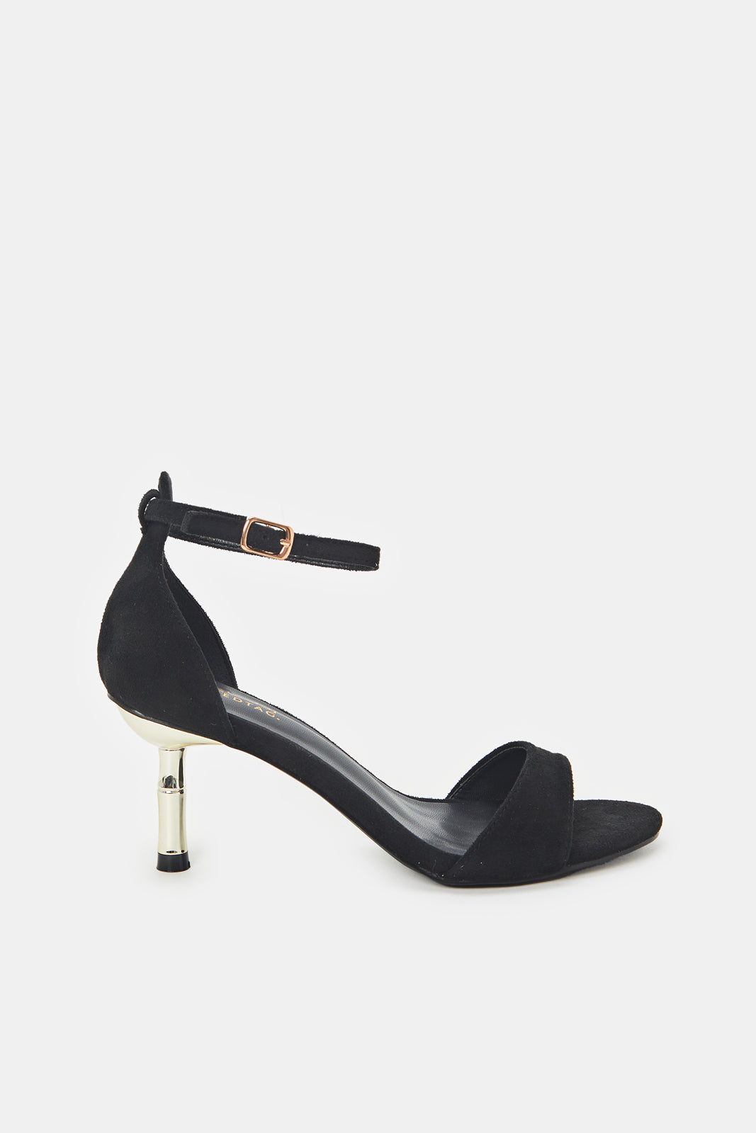 Women Black Sandal With Gold Heel sold by Redtag
