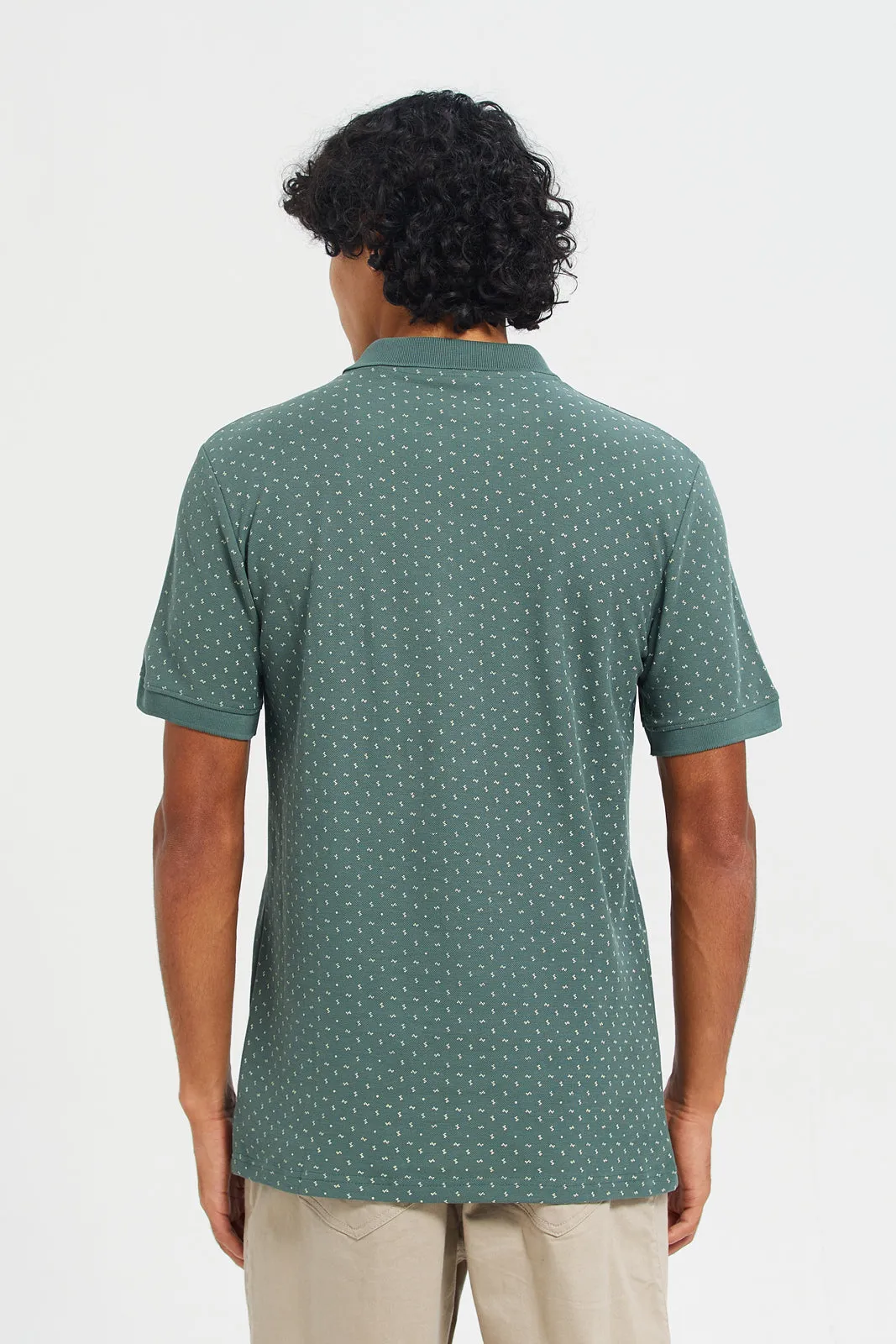 Men Green Printed Polo T-Shirt sold by Redtag product image thumbnail 3