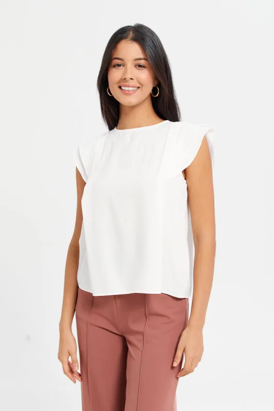 Women Ivory Pleated Blouse sold by Redtag