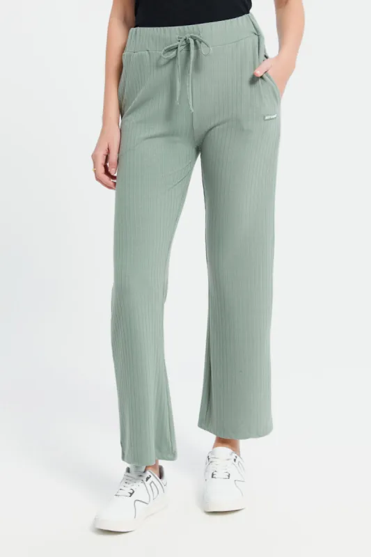 Women Mint Ribbed Active Pants sold by Redtag