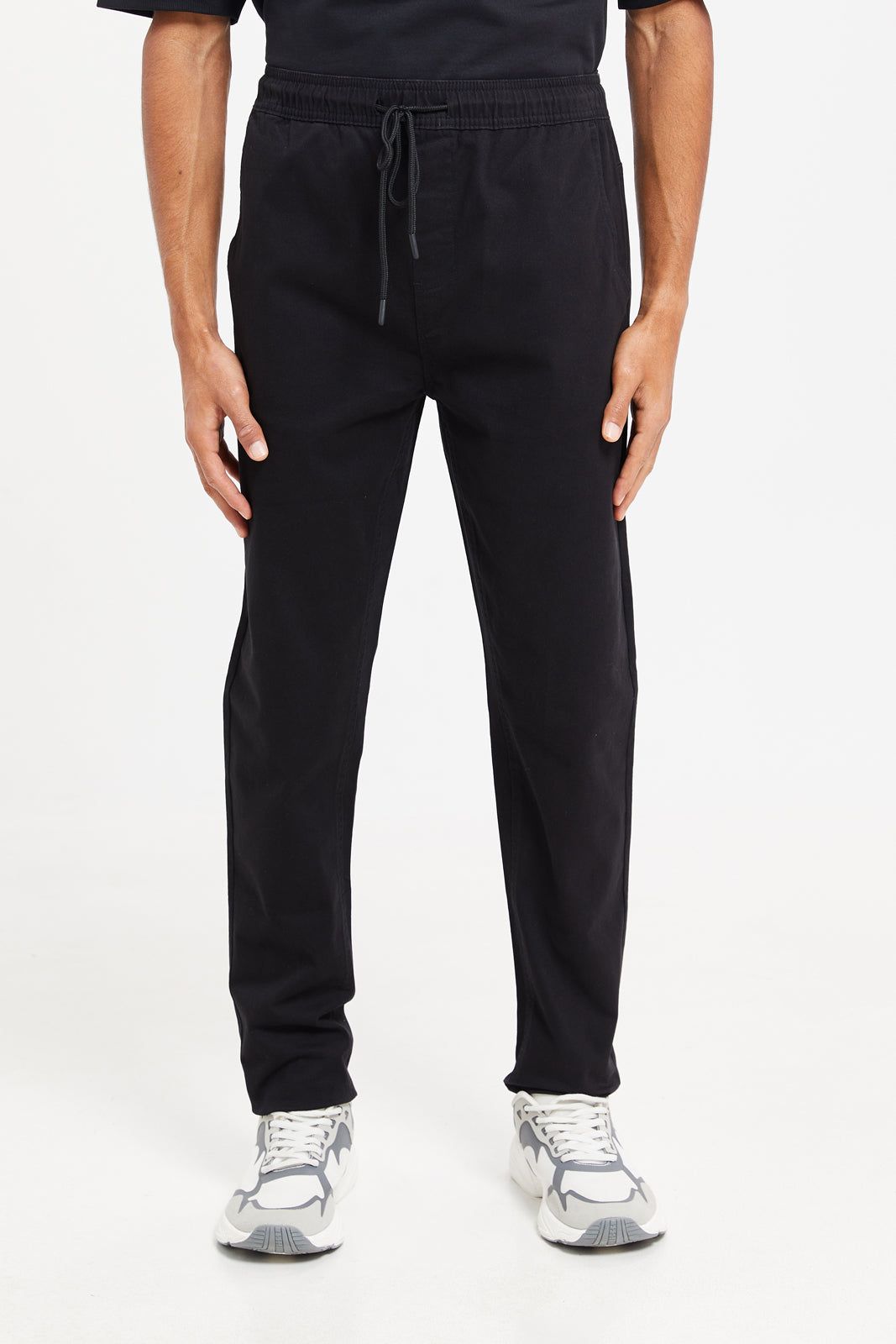 Men Black Twill Joggers sold by Redtag