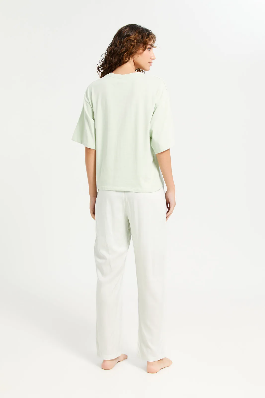 Women Green Drop Shoulder Fashion Pyjama Set (2 Piece) sold by Redtag product image thumbnail 4